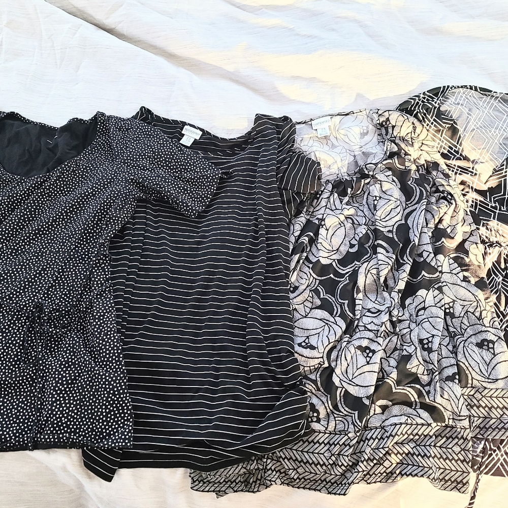 Lot of black and white maternity work shirts